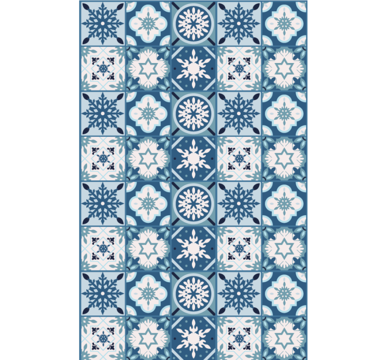 Papel tapiz navidad azulejos copos de nieve - TenVinilo