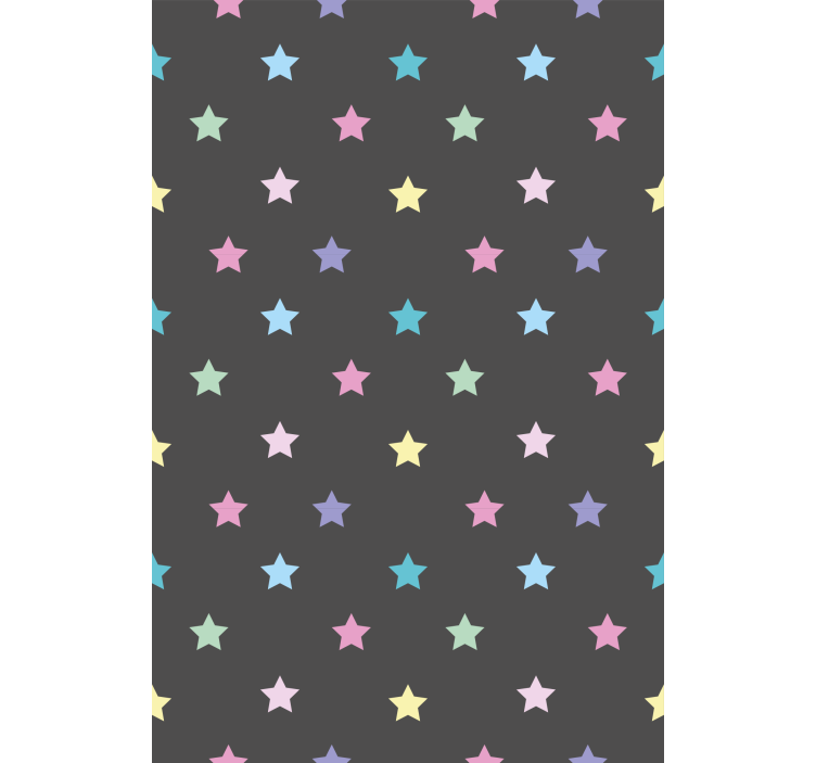 Papel tapiz pasillo estrellas de colores sobre fondo gris - TenVinilo