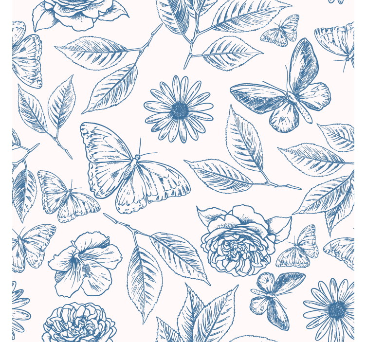 Papel tapiz mariposas diseño floral - TenVinilo