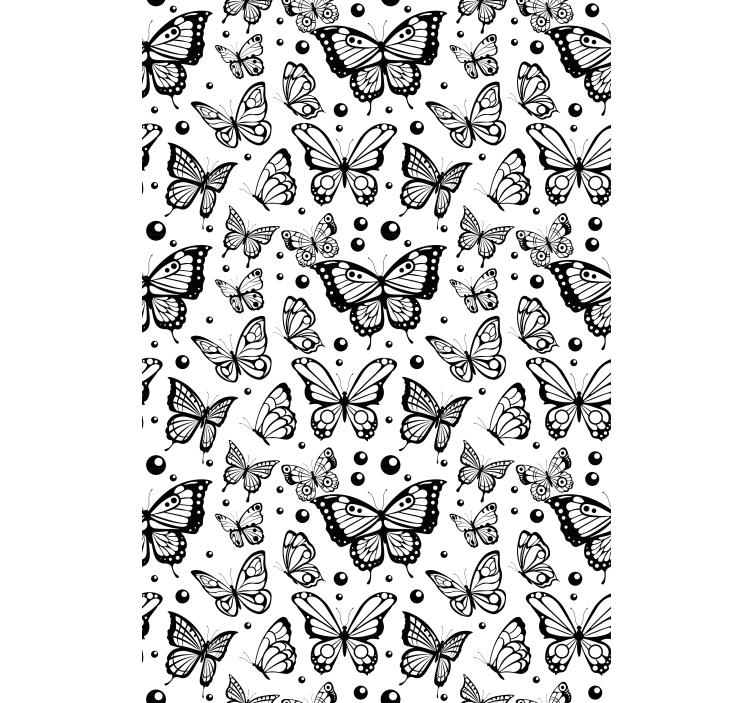 Papel tapiz mariposas en color monocolor y puntos - TenVinilo