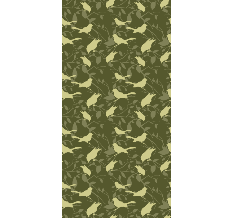 Papel tapiz clásico con patrón de aves verdes victorianas - TenVinilo