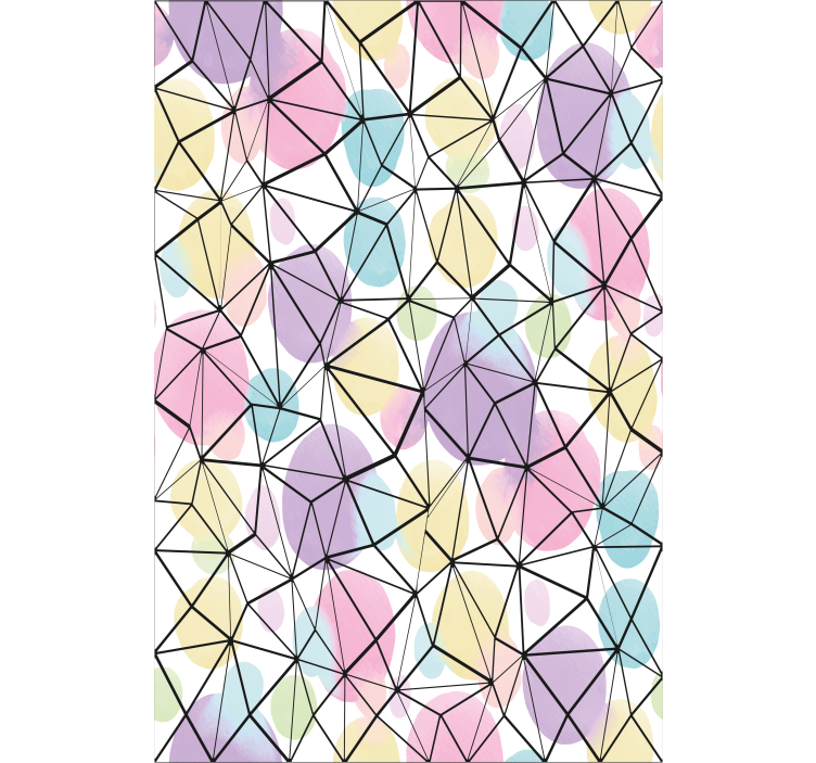 Papel tapiz oficina círculos coloridos con líneas negras - TenVinilo