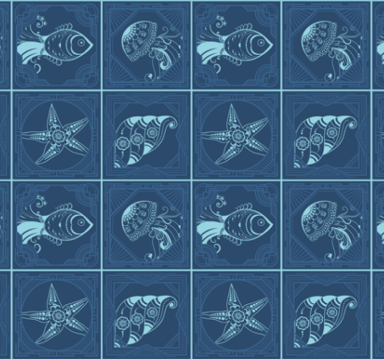 Papel tapiz baño diseño vida marina - TenVinilo