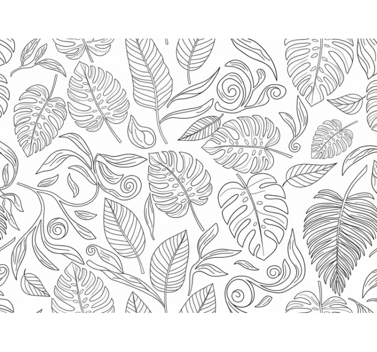 Papel tapiz moderno botánico en blanco y negro - TenVinilo