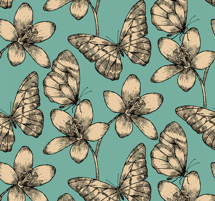 Papel pintado estilo vintage de mariposas - TenVinilo