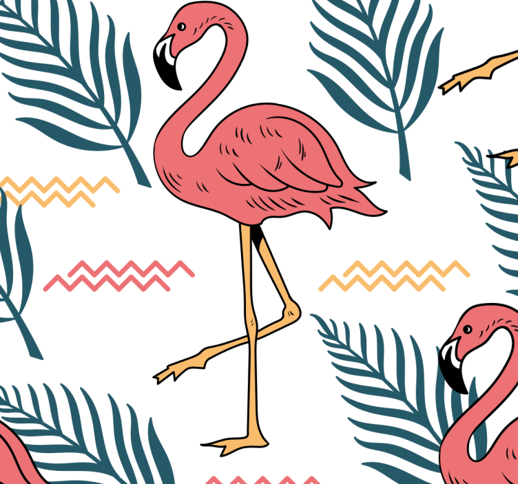 Papel pintado de animales flamencos tropical - TenVinilo