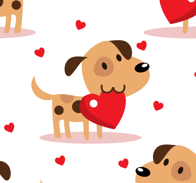 Papel pintado animal perros con corazones - TenVinilo