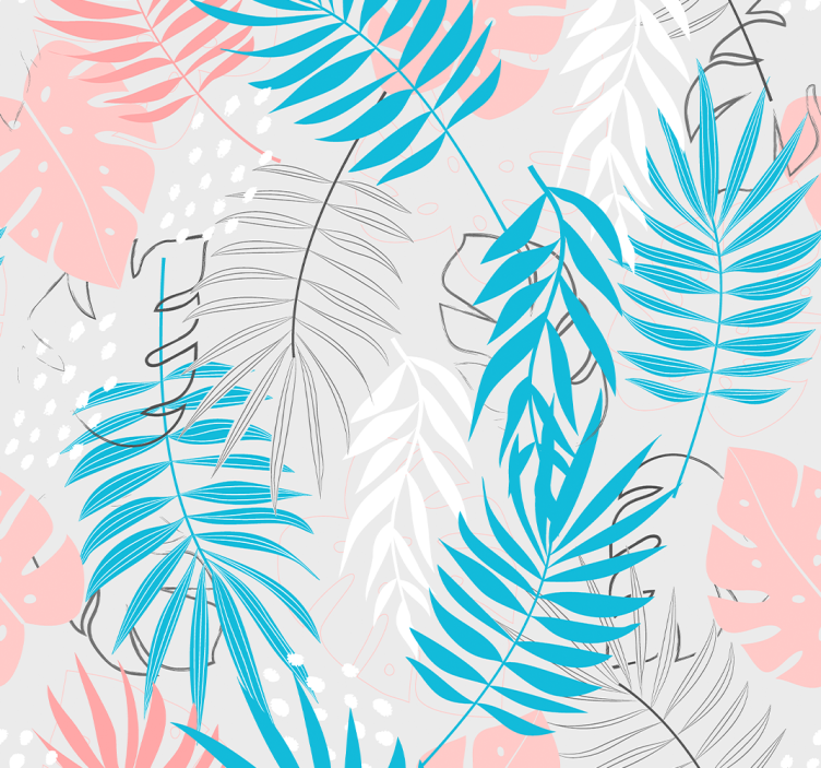 Papel pintado hojas monstera azul y rosa - TenVinilo