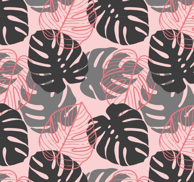Papel pintado Monstera rosa y gris - TenVinilo