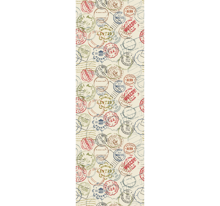 Papel tapiz ciudades collage de sellos de viaje - TenVinilo