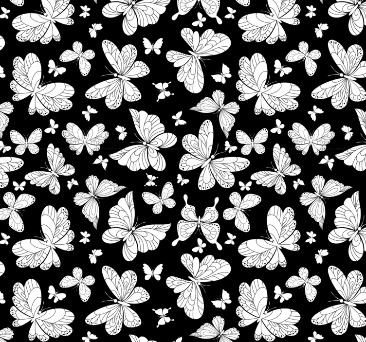 Papel pintado negro de mariposas blancas - TenVinilo