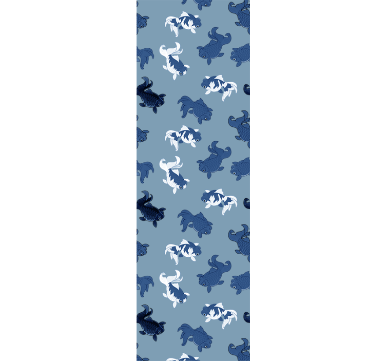 Papel pintado animal Pez koi azul oscuro y gris - TenVinilo