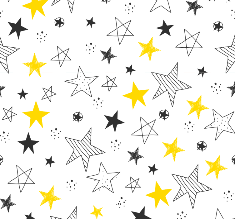 Papel pintado infantil estrellas negras y amarillas - TenVinilo