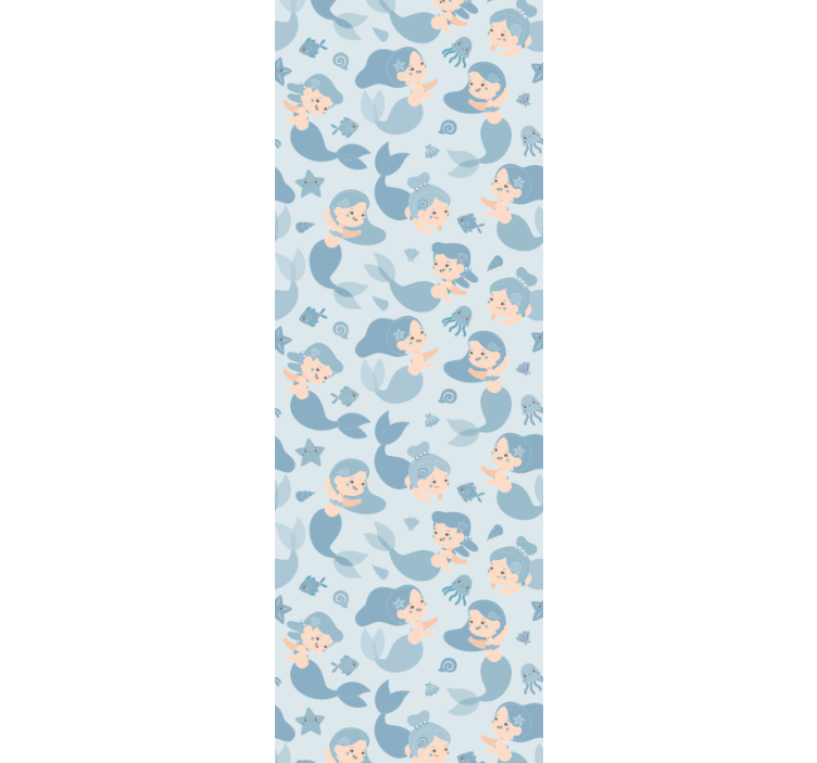 Papel pintado infantil Sirena niño azul sonriendo - TenVinilo