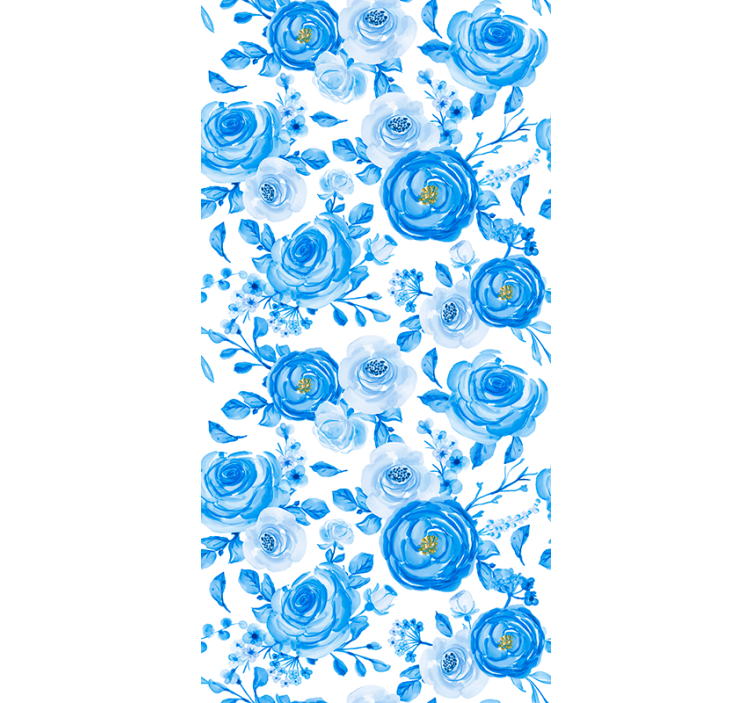 Papel tapiz flores patrón de rosa azul - TenVinilo