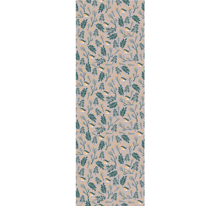 Papel tapiz naturaleza patrón de follaje de aves - TenVinilo