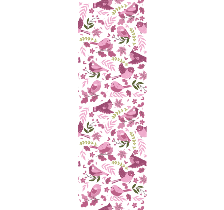 Papel pintado para entradas Pájaro en una rama de flores rosadas - TenVinilo