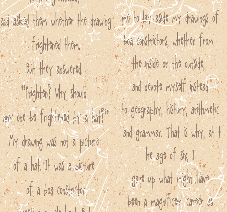 Papel pintado beige texto El Principito - TenVinilo