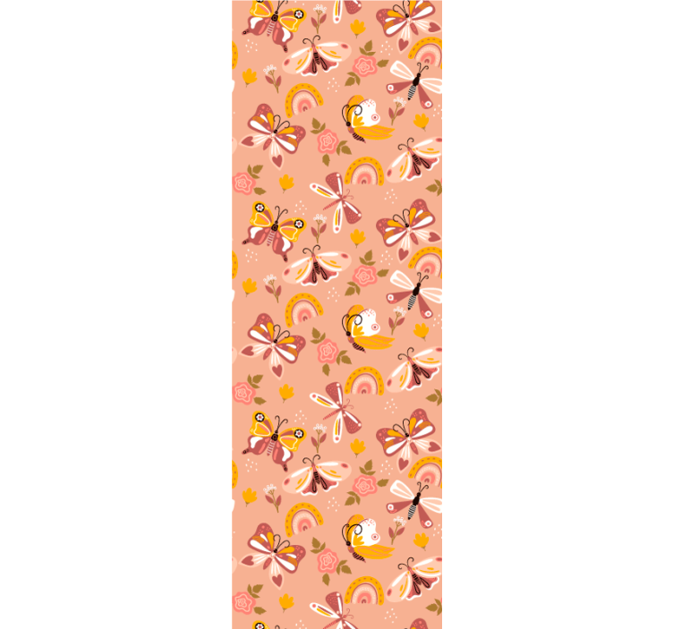 Papel pintado moderno Mariposas y arcoiris patrón boho - TenVinilo