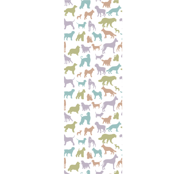 Papel pintado infantil Colores pastel siluetas de perros - TenVinilo