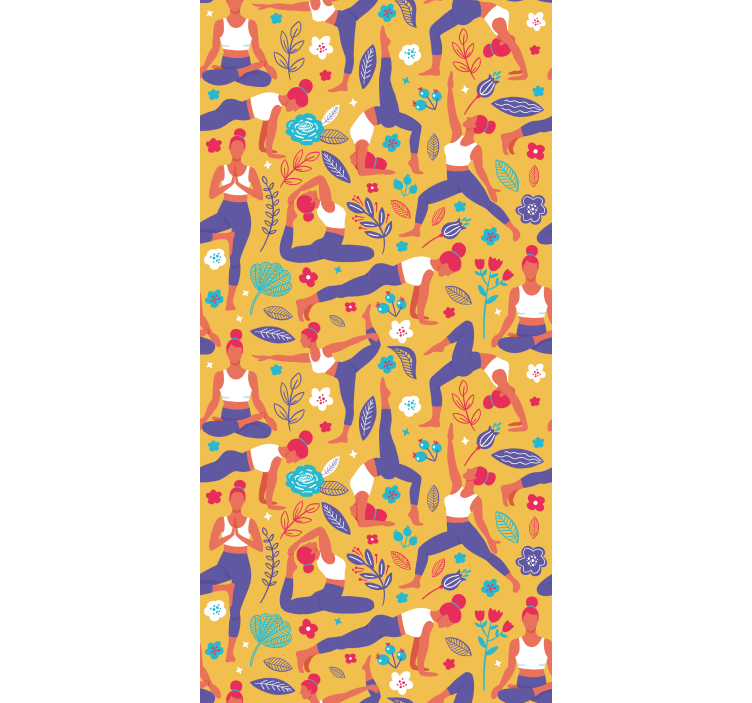 Papel tapiz arte patrón de posturas de yoga - TenVinilo