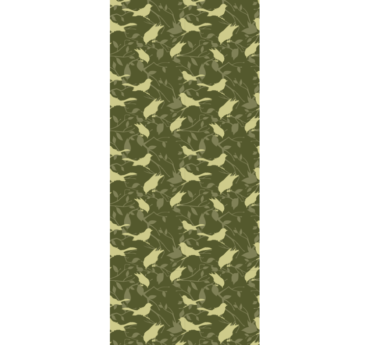 Papel pintado salón Patrón de estilo victoriano de pájaros verdes - TenVinilo