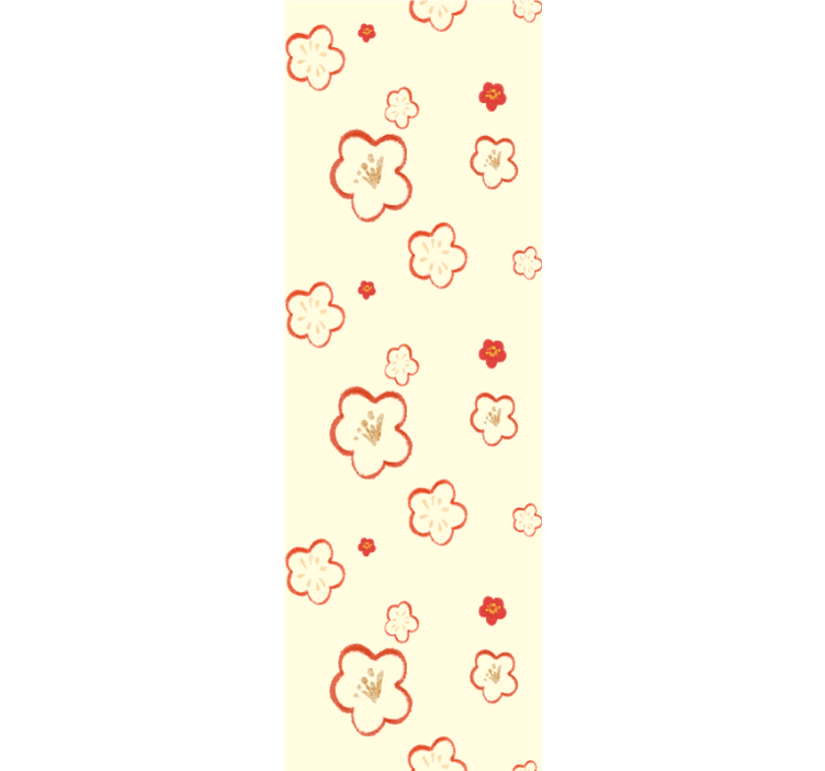Papel pintado baño Patrón de flor daphne rojo y crema - TenVinilo