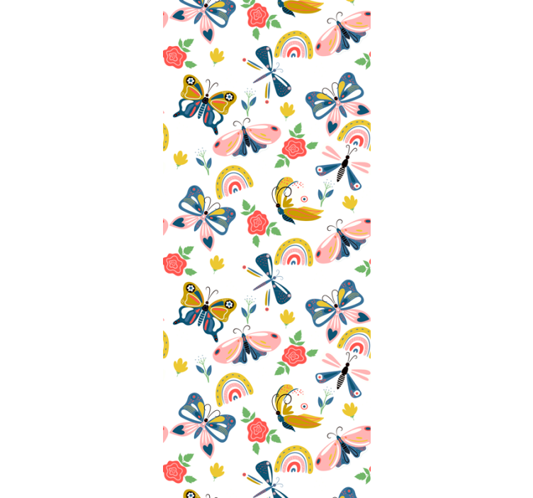 Papel pintado bebé Arcoiris con patrón de mariposa - TenVinilo
