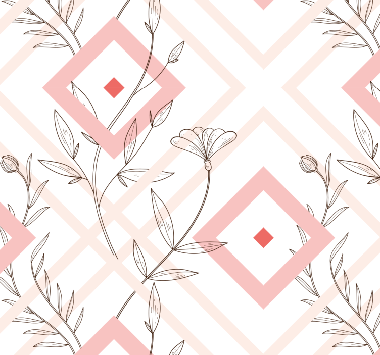 Papel tapiz para sala formas de diamantes florales - TenVinilo