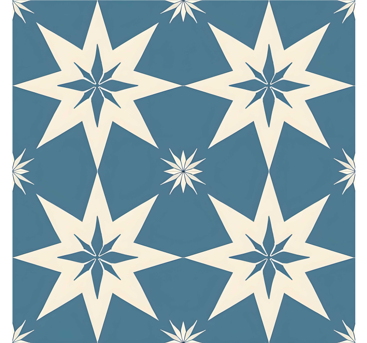 Papel tapiz azulejos diseño estrellado azul - TenVinilo