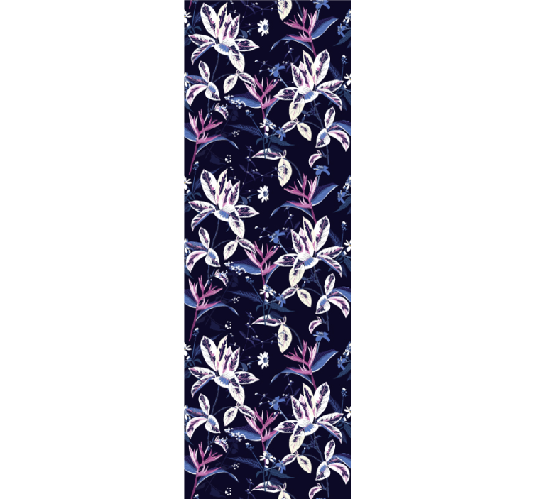 Papel pintado flores blancas sobre fondo azul - TenVinilo