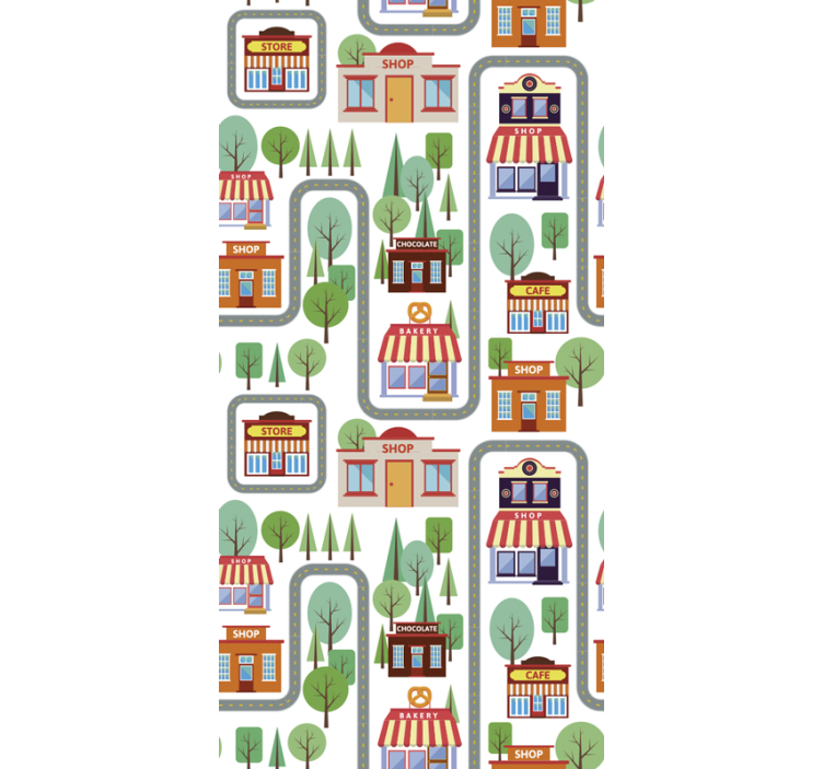 Papel pintado infantil de aldea colorida - TenVinilo