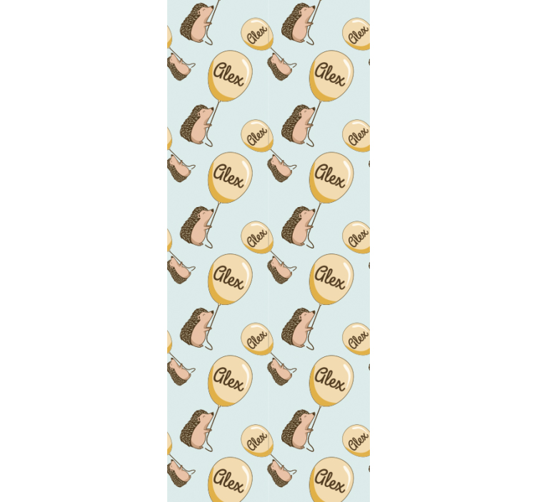 Papel pintado infantil erizo con nombre y globo - TenVinilo