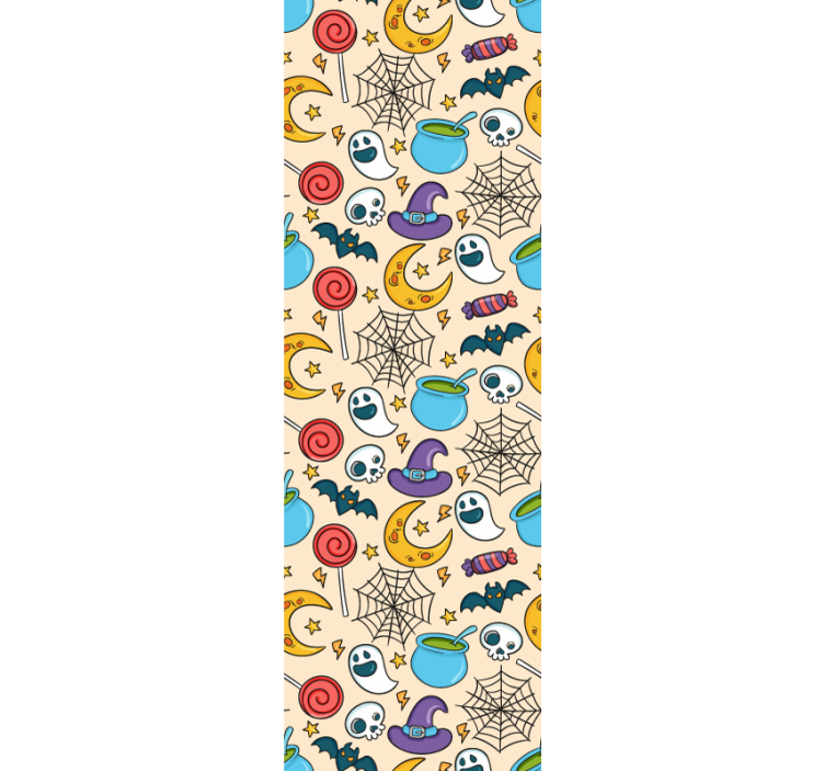 Papel tapiz Halloween patrón colorido espeluznante - TenVinilo