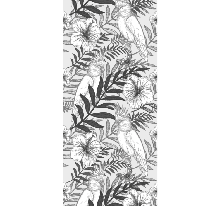 Papel tapiz selva bosquejo monocromo floral - TenVinilo