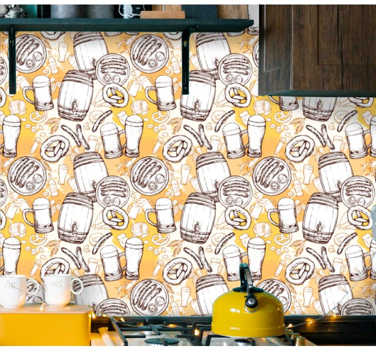 Papel pintado cocina Estilo cerveza vintage - TenVinilo