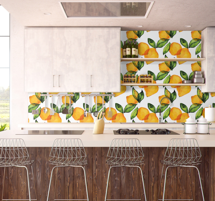 Papel tapiz ornamental limón Estilo Mediterraneo - TenVinilo