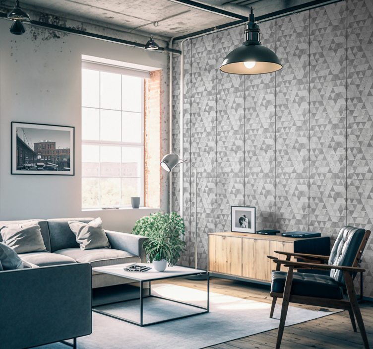 Papel pintado hormigón patrón triángulos pequeños - TenVinilo