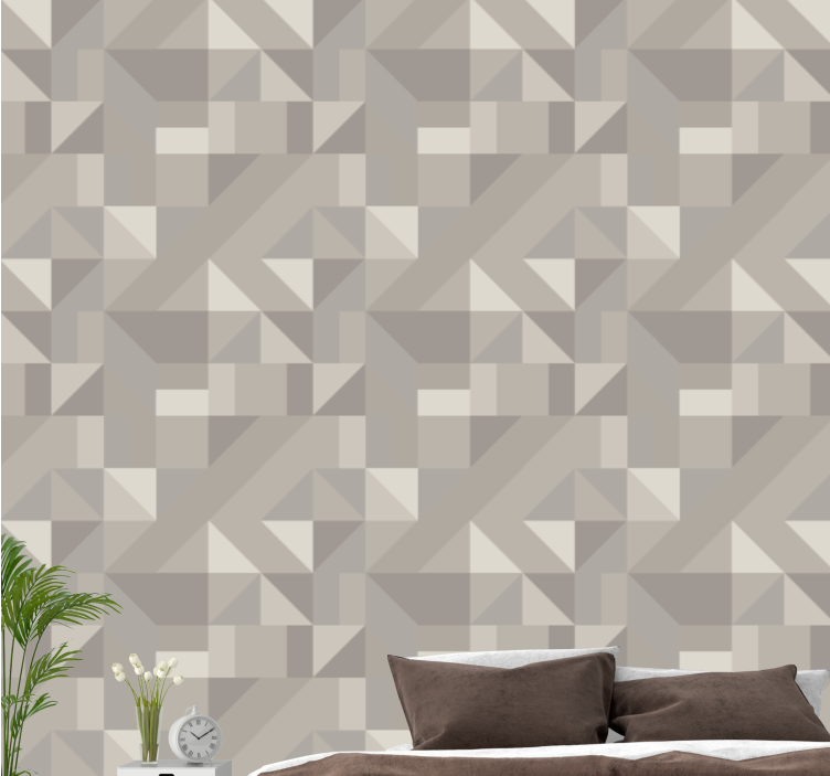 Papel pintado azulejos Patrón de geo minimalista gris - TenVinilo