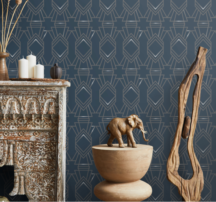 Papel pintado cuadros Estilo contemporáneo geométrico azul - TenVinilo