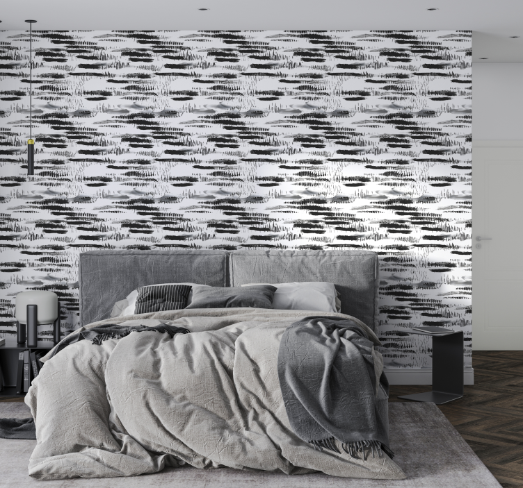 Papel tapiz abstracto trazos de pintura negra - TenVinilo