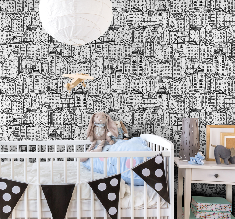 Papel pintado de ciudad de casas bonitas - TenVinilo