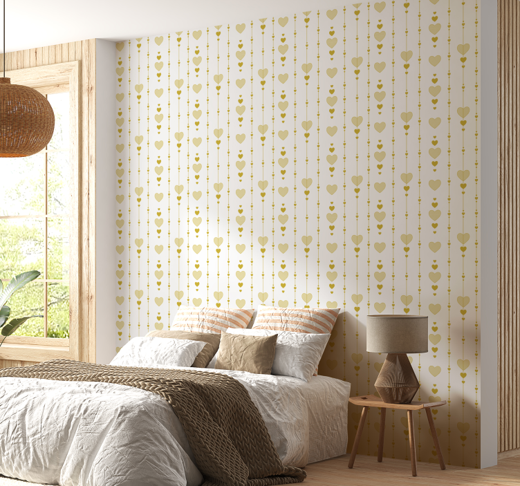Papel pared abstracto corazones para dormitorio - TenVinilo