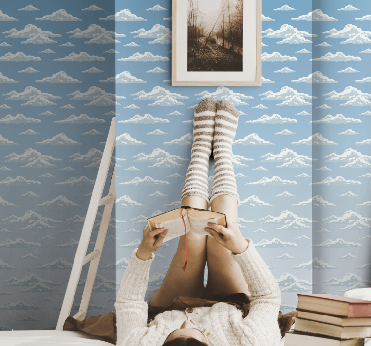 Papel pintado abstracto patrón de nubes - TenVinilo