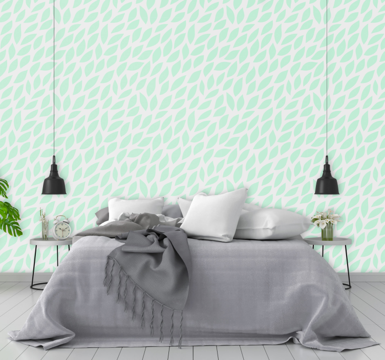 Papel pintado hojas pétalos azules - TenVinilo