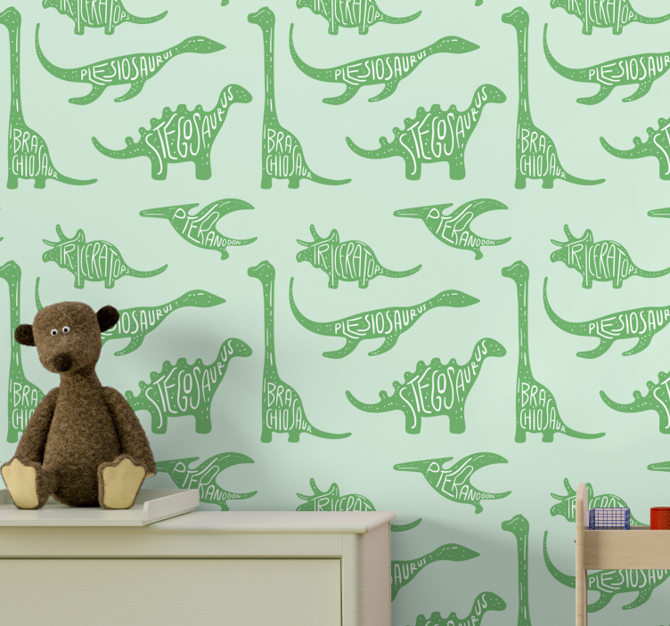 Papel pintado infantil dinosaurios con nombres - TenVinilo
