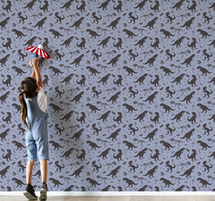 papel pintado infantil Dinosaurios y niños - TenVinilo