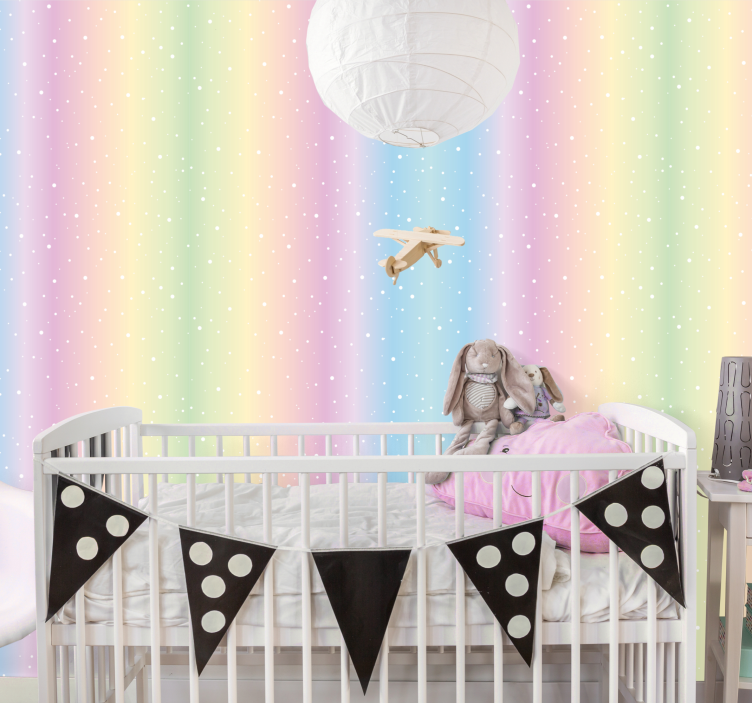 Papel pintado infantil Patrón de lunares colores de bebé - TenVinilo