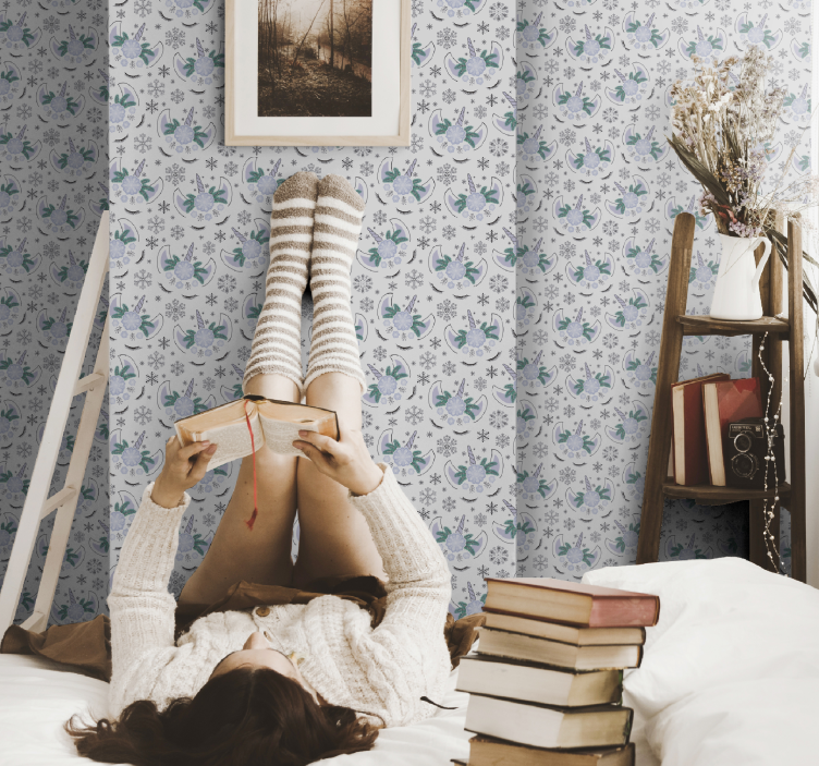 Papel pintado infantil caritas de unicornio - TenVinilo