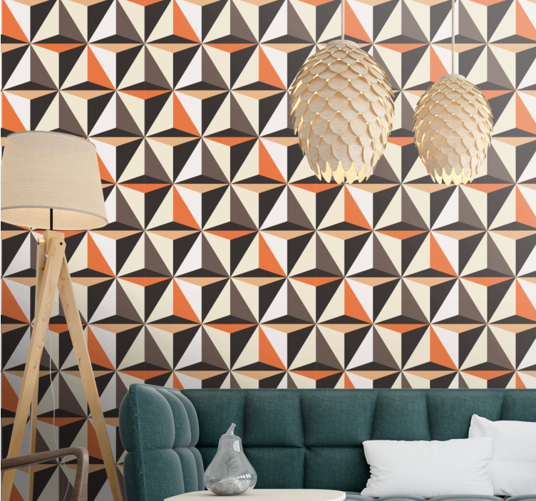 Papel pared 3D Líneas estampadas triangulares retro - TenVinilo